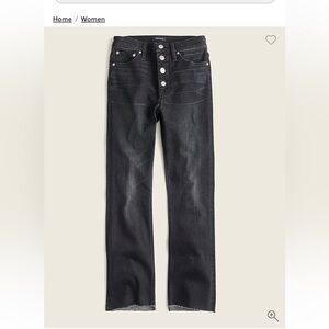 J. Crew 9" demi-boot crop jean in charcoal Button Fly Frayed Hem‎ Size 28